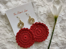 Load image into Gallery viewer, Crochet Earrings- Red