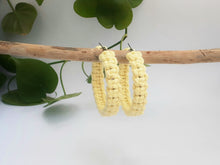 Load image into Gallery viewer, Macrame Handmade Hoop Earrings- Pastel Yellow