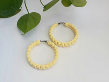 Load image into Gallery viewer, Macrame Handmade Hoop Earrings- Pastel Yellow