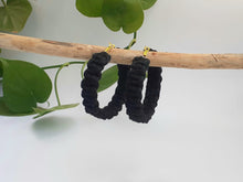 Load image into Gallery viewer, Macrame Handmade Hoop Earrings- Black