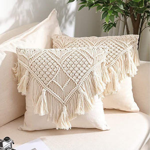 Macrame Cushion Cover (Set of 2)- Tassel