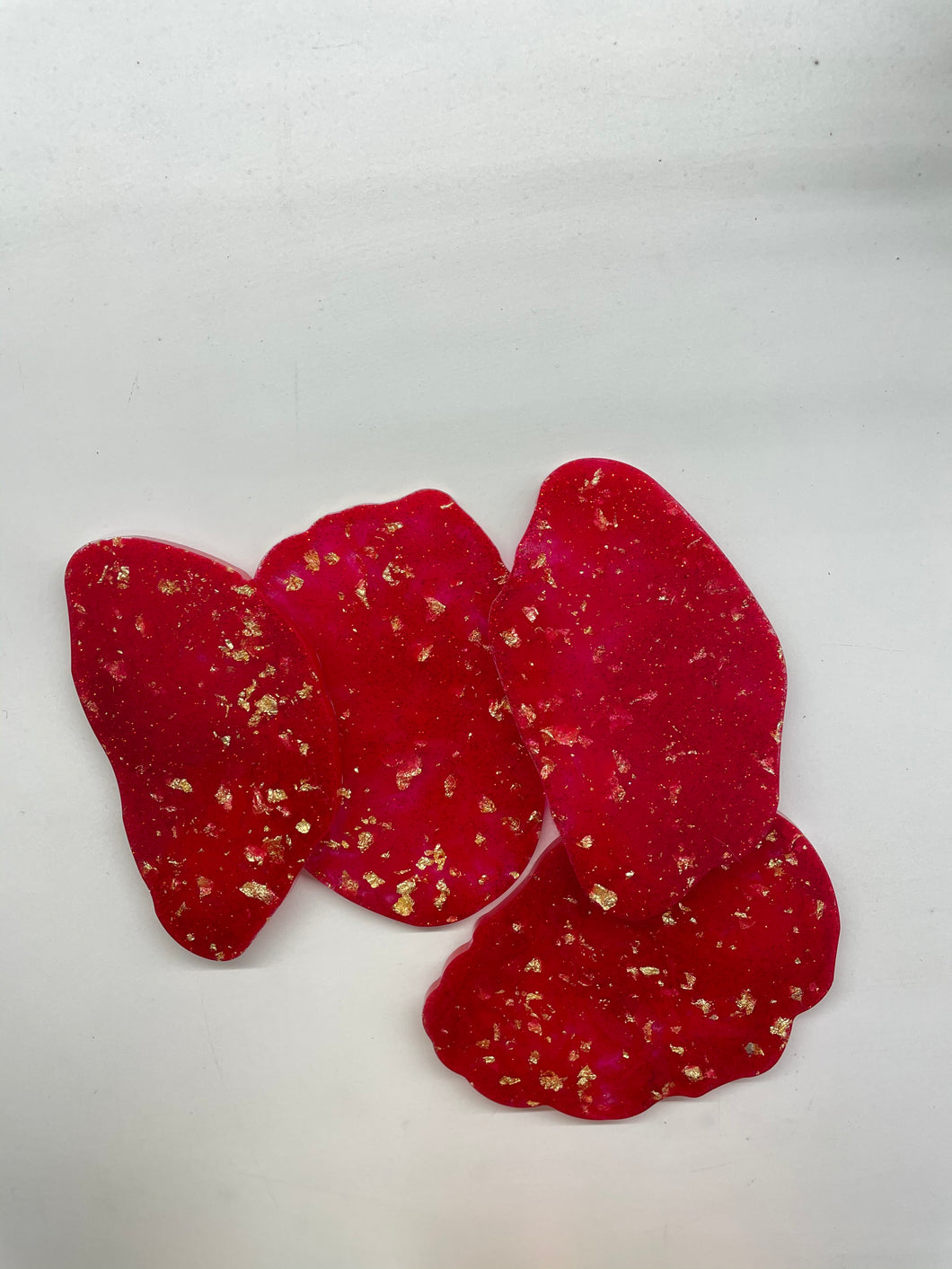 Irregular Shape Coasters- Red & Gold