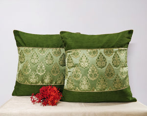Olive Garden Brocade Cushion Cover Set of 2