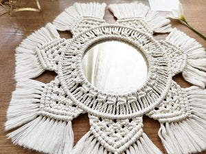 Macrame Mirror- Boho Flower