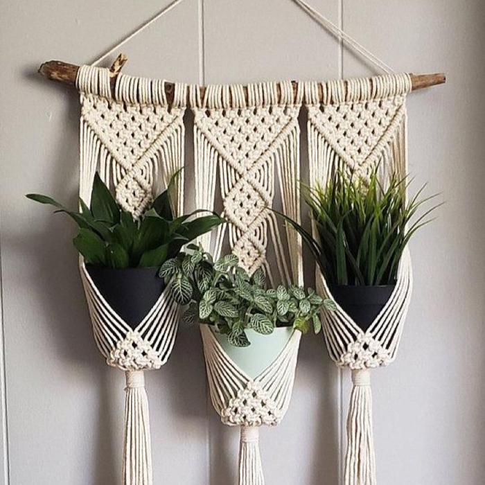 macrame 3 plant hanger Macrame 3 IN 1 Plant Hanger – thepeachlife