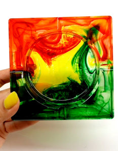 Handmade Ash Tray- Rasta color