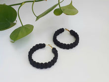 Load image into Gallery viewer, Macrame Handmade Hoop Earrings- Black
