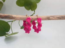 Load image into Gallery viewer, Handmade Hot Pink Spiral Hoops
