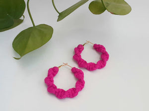 Handmade Hot Pink Spiral Hoops